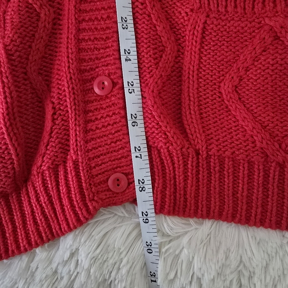 Red Cable Knit Cardigan Sweater size 2X - Picture 9 of 12